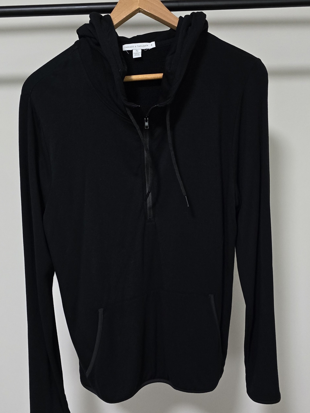 Threads 4 Thought Black Half-Zip Hoodie Sweater